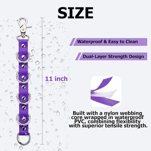 Waterproof Dog Grooming Loop Extension Strap with 5 D-Rings Pet Loops Extender for Pet Safety, Grooming Tables & Bathing (Violet, 11 inch (5 D-Ring)) in Saudi Arabia