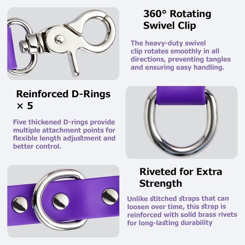 Waterproof Dog Grooming Loop Extension Strap with 5 D-Rings Pet Loops Extender for Pet Safety, Grooming Tables & Bathing (Violet, 11 inch (5 D-Ring)) in Saudi Arabia