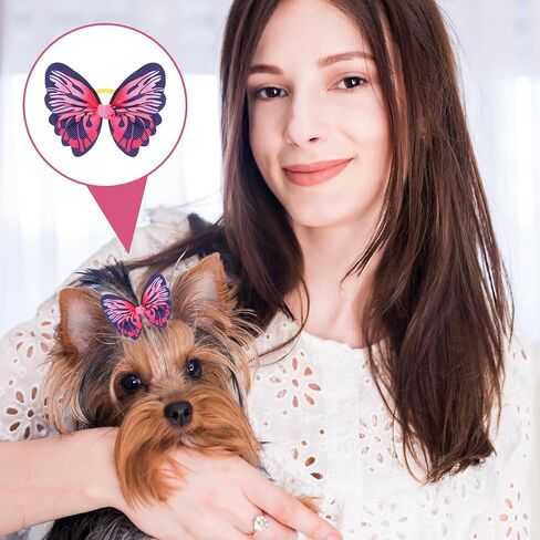 36 Pcs Small Dog Hair Bows with Rubber Bands Handmade Tiny Pet Grooming Accessories Butterfly Small Dog Knotted Bows Multicolor Pearls Flower Elastic Hair Ties Bands for Puppy Cats Pets in Saudi Arabia