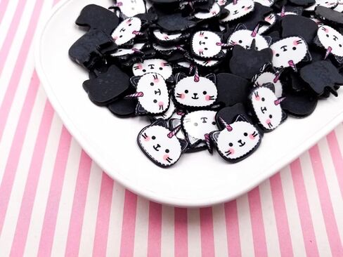Flat-Backed Unicorn Cat Caticorn Cabochons, Smiling Cat Unicorns, Kawaii Cabochons rdnqu (6 Pieces) in Saudi Arabia