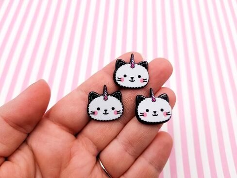 Flat-Backed Unicorn Cat Caticorn Cabochons, Smiling Cat Unicorns, Kawaii Cabochons rdnqu (6 Pieces) in Saudi Arabia