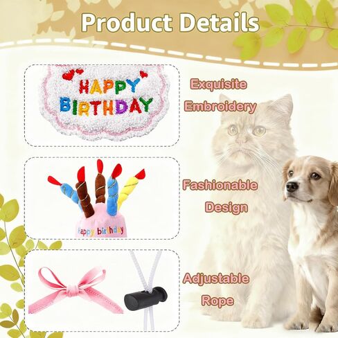 Dog Birthday Cake Hat & Bandana Scarfs Set Blue, Cute Dog Happy Birthday Hat Pet Cap Headwear Hat with 5 Colorful Candles, Dog/Cat Birthday Party Supplies Decorations (Blue) in Saudi Arabia