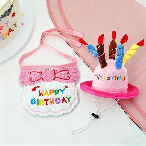 Dog Birthday Cake Hat & Bandana Scarfs Set Blue, Cute Dog Happy Birthday Hat Pet Cap Headwear Hat with 5 Colorful Candles, Dog/Cat Birthday Party Supplies Decorations (Blue) in Saudi Arabia