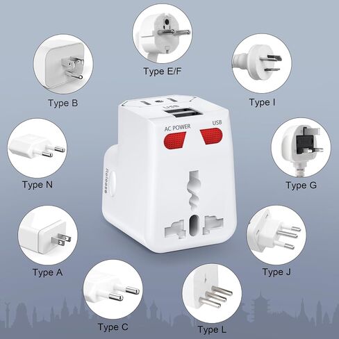 3-in-1 Travel Power Converters,International Plug Adapter,Worldwide Universal Power Adapter, All in One Travel Essentials Perfect for European US, EU, UK, AU 160 Countries,Black in Saudi Arabia