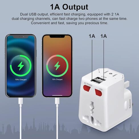 3-in-1 Travel Power Converters,International Plug Adapter,Worldwide Universal Power Adapter, All in One Travel Essentials Perfect for European US, EU, UK, AU 160 Countries,Black in Saudi Arabia