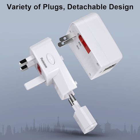 3-in-1 Travel Power Converters,International Plug Adapter,Worldwide Universal Power Adapter, All in One Travel Essentials Perfect for European US, EU, UK, AU 160 Countries,Black in Saudi Arabia