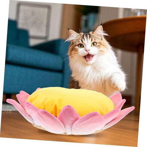 VICASKY Lotus Cat Sofa Bed Soft Plush Non Slip Pet Mat for Pets Cozy Cushion for Indoor Kittens Comfortable Rest Space with Enclosure and Stability for Cats and Kittens in Saudi Arabia