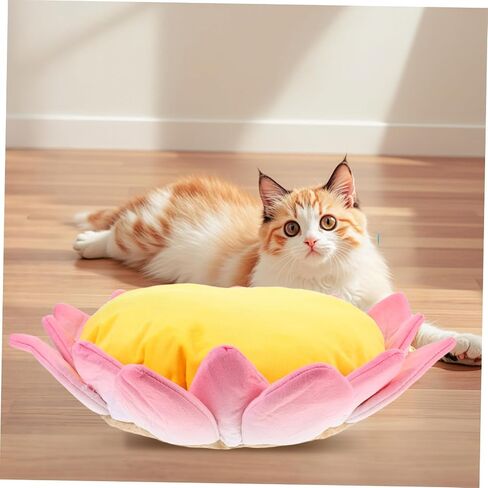 VICASKY Lotus Cat Sofa Bed Soft Plush Non Slip Pet Mat for Pets Cozy Cushion for Indoor Kittens Comfortable Rest Space with Enclosure and Stability for Cats and Kittens in Saudi Arabia