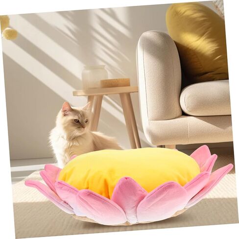 VICASKY Lotus Cat Sofa Bed Soft Plush Non Slip Pet Mat for Pets Cozy Cushion for Indoor Kittens Comfortable Rest Space with Enclosure and Stability for Cats and Kittens in Saudi Arabia
