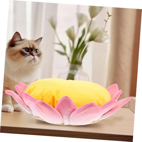 VICASKY Lotus Cat Sofa Bed Soft Plush Non Slip Pet Mat for Pets Cozy Cushion for Indoor Kittens Comfortable Rest Space with Enclosure and Stability for Cats and Kittens in Saudi Arabia
