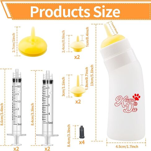 Pet Feeding Nipple with Syringe, Soft Silicone Nursing Pet Feeding Bottle, Ventilation Valve Resistant Tearing for Puppies, Kittens, Rabbit, Small Wildlife (Yellow) in Saudi Arabia