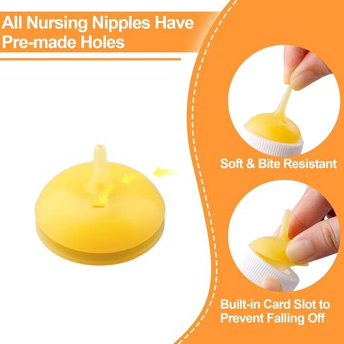 Pet Feeding Nipple with Syringe, Soft Silicone Nursing Pet Feeding Bottle, Ventilation Valve Resistant Tearing for Puppies, Kittens, Rabbit, Small Wildlife (Yellow) in Saudi Arabia