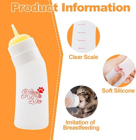 Pet Feeding Nipple with Syringe, Soft Silicone Nursing Pet Feeding Bottle, Ventilation Valve Resistant Tearing for Puppies, Kittens, Rabbit, Small Wildlife (Yellow) in Saudi Arabia