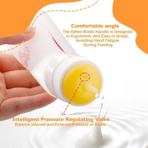 Pet Feeding Nipple with Syringe, Soft Silicone Nursing Pet Feeding Bottle, Ventilation Valve Resistant Tearing for Puppies, Kittens, Rabbit, Small Wildlife (Yellow) in Saudi Arabia
