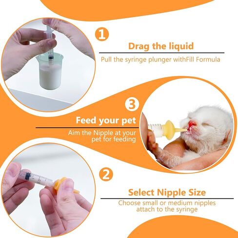 Pet Feeding Nipple with Syringe, Soft Silicone Nursing Pet Feeding Bottle, Ventilation Valve Resistant Tearing for Puppies, Kittens, Rabbit, Small Wildlife (Yellow) in Saudi Arabia
