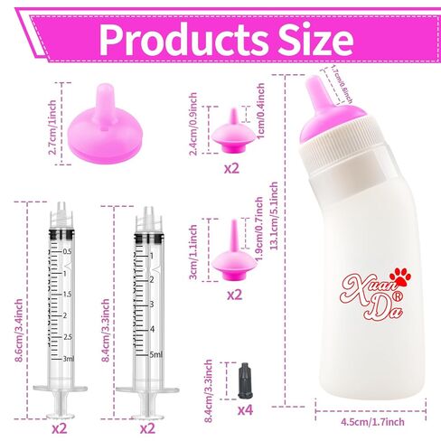 حلمة تغذية الحيوانات الأليفة مع حقنة، زجاجة تغذية الحيوانات الأليفة من السيليكون الناعم، صمام تهوية مقاوم للتمزق للجراء والقطط والأرانب والحياة البرية الصغيرة (أصفر) in Kuwait