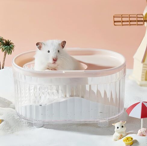 Acrylic Hamster Sand Bath Container,8.1''L*5.3''W*4.2''H Small Animal Bathroom,Transparent Hamster Bathtub Toilet,Hamster Sand Box,Acrylic Shower and Digging Room Litter Box-White in Saudi Arabia