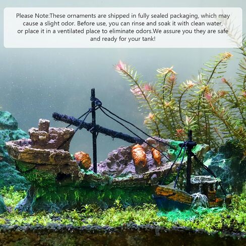 Big Ship Aquarium Decoration Resin - Large Weathered Sunken Shipwreck with Small Hole,Centerpiece for Fish Tank - Approx. 10" L x 4.5" W x 5.3" H(Big Ship) in Saudi Arabia