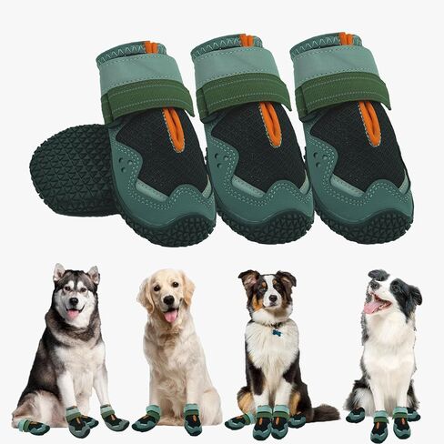 Dog Shoes for Large Medium Small Size Paw Protector, Mesh Breathable Pet Booties Summer Hot Pavement Waterproof with Anti Slip Rubber for Hardwood Floors Outdoor Running Winter Snow (Black) in Saudi Arabia