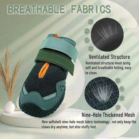 Dog Shoes for Large Medium Small Size Paw Protector, Mesh Breathable Pet Booties Summer Hot Pavement Waterproof with Anti Slip Rubber for Hardwood Floors Outdoor Running Winter Snow (Black) in Saudi Arabia