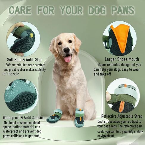Dog Shoes for Large Medium Small Size Paw Protector, Mesh Breathable Pet Booties Summer Hot Pavement Waterproof with Anti Slip Rubber for Hardwood Floors Outdoor Running Winter Snow (Black) in Saudi Arabia