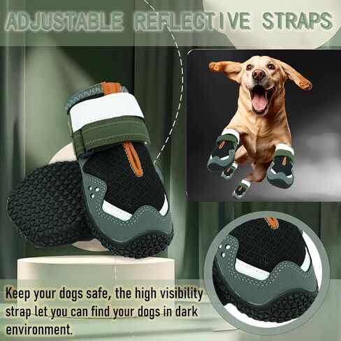 Dog Shoes for Large Medium Small Size Paw Protector, Mesh Breathable Pet Booties Summer Hot Pavement Waterproof with Anti Slip Rubber for Hardwood Floors Outdoor Running Winter Snow (Black) in Saudi Arabia