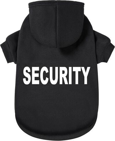 GreeJoy Security Dog Hoodie - سترة ناعمة ودافئة للكلاب مع فتحة للمقود للكلاب والقطط، أسود، صغير in Kuwait