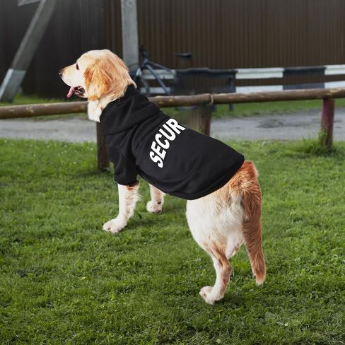GreeJoy Security Dog Hoodie - سترة ناعمة ودافئة للكلاب مع فتحة للمقود للكلاب والقطط، أسود، صغير in Kuwait