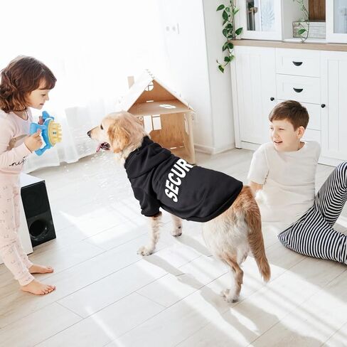GreeJoy Security Dog Hoodie - سترة ناعمة ودافئة للكلاب مع فتحة للمقود للكلاب والقطط، أسود، صغير in Kuwait