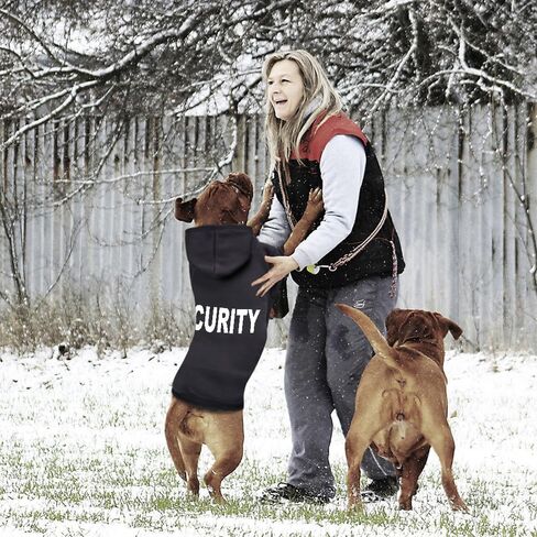 GreeJoy Security Dog Hoodie - سترة ناعمة ودافئة للكلاب مع فتحة للمقود للكلاب والقطط، أسود، صغير in Kuwait