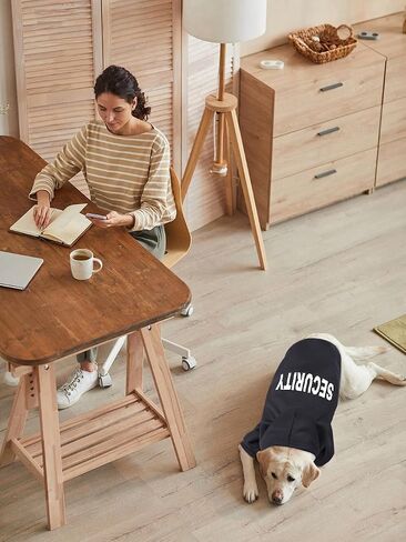 GreeJoy Security Dog Hoodie - سترة ناعمة ودافئة للكلاب مع فتحة للمقود للكلاب والقطط، أسود، صغير in Kuwait