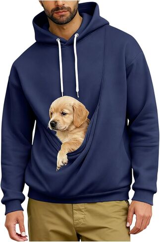 Mens Kangaroo Pouch Hoodie for Dogs Cats Pet Carrier Hoodie Long Sleeve Hooded Pullover Animal Holder Sweatshirt in Saudi Arabia