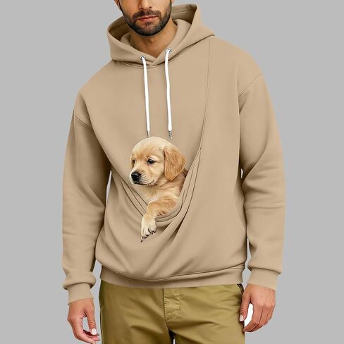 Mens Kangaroo Pouch Hoodie for Dogs Cats Pet Carrier Hoodie Long Sleeve Hooded Pullover Animal Holder Sweatshirt in Saudi Arabia