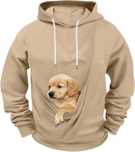 Mens Kangaroo Pouch Hoodie for Dogs Cats Pet Carrier Hoodie Long Sleeve Hooded Pullover Animal Holder Sweatshirt in Saudi Arabia