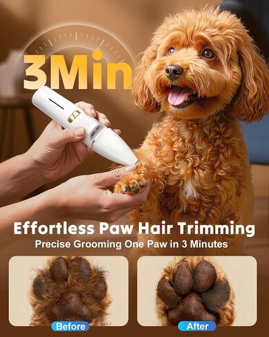 ماكينة تشذيب مخالب الكلاب 2 في 1 مع شفرتين، ماكينة حلاقة هادئة للكلاب بدون سلك مع سرعتين، ماكينة تشذيب شعر الحيوانات الأليفة الصغيرة للأقدام والعينين والأذنين والوجه والردف، USB-C (أبيض) in Kuwait