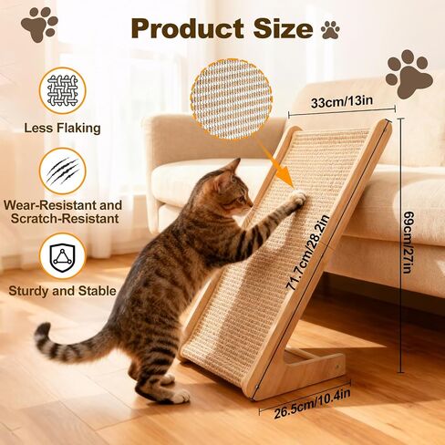 Paceray Cat Scratcher, Sisal Cat Scratcher Ramp, 27 inch L Shape Scratch Pad for Indoor Cats, Wall Furniture Protector(Large) in Saudi Arabia