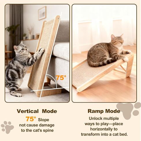 Paceray Cat Scratcher, Sisal Cat Scratcher Ramp, 27 inch L Shape Scratch Pad for Indoor Cats, Wall Furniture Protector(Large) in Saudi Arabia