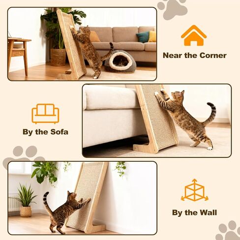 Paceray Cat Scratcher, Sisal Cat Scratcher Ramp, 27 inch L Shape Scratch Pad for Indoor Cats, Wall Furniture Protector(Large) in Saudi Arabia