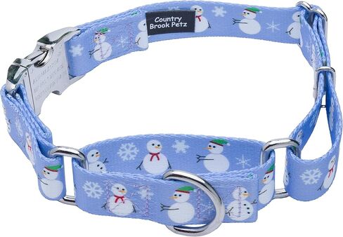 Country Brook Petz - Snowman Martingale Dog Collar with Premium Buckle - Christmas Collection Featuring Festive Designs (1 Inch, Large) in Saudi Arabia