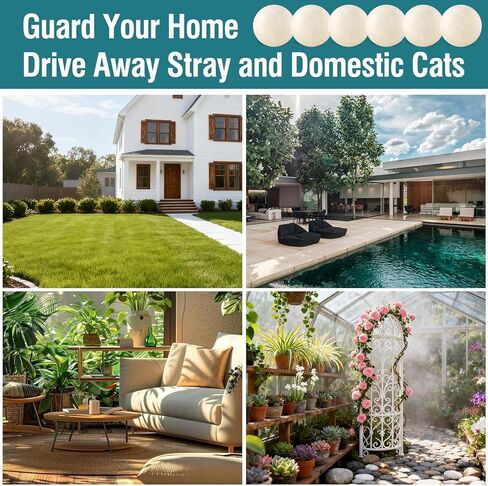 كرات بيضاء طاردة للقطط للاستخدام الخارجي والداخلي، كرات بيضاء طاردة طبيعية تمنع القطط من خدش الأثاث ومضغ الكرات طويلة الأمد (12 عبوة) in Kuwait