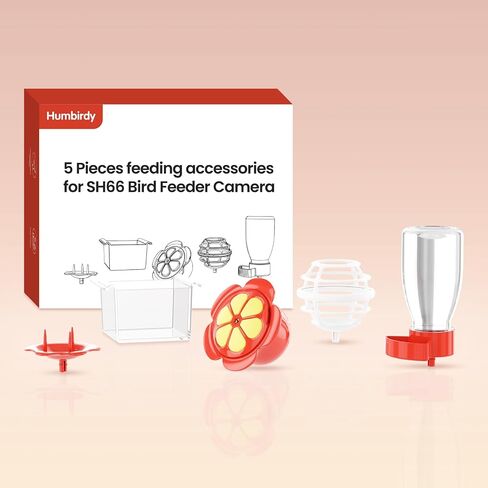 5-Piece Bird Feeder Set with Hummingbird Nectar Feeder, Fruit Fork, Water Bottle, Mealworm Container & Suet Ball Feeder - Squirrel-Proof Outdoor Feeding Accessories for Garden (Yard-Red) in Saudi Arabia