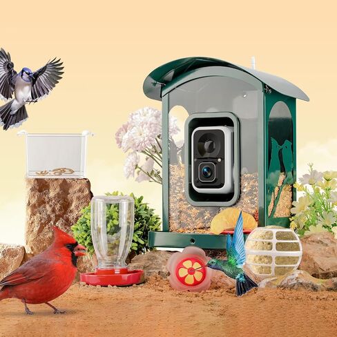 5-Piece Bird Feeder Set with Hummingbird Nectar Feeder, Fruit Fork, Water Bottle, Mealworm Container & Suet Ball Feeder - Squirrel-Proof Outdoor Feeding Accessories for Garden (Yard-Red) in Saudi Arabia