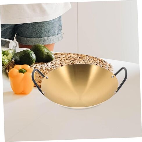 Stainless Steel Stir Fry Pan Griddle Pan Dry Pot Household Kitchenware Easy to Clean in Kuwait
