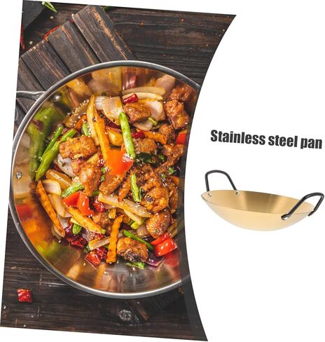 Stainless Steel Stir Fry Pan Griddle Pan Dry Pot Household Kitchenware Easy to Clean in Kuwait