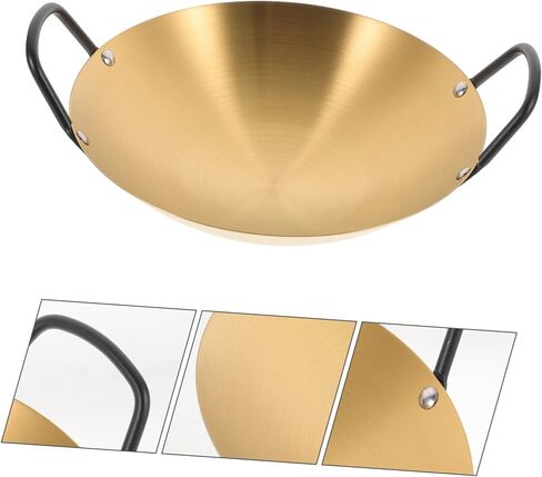Stainless Steel Stir Fry Pan Griddle Pan Dry Pot Household Kitchenware Easy to Clean in Kuwait