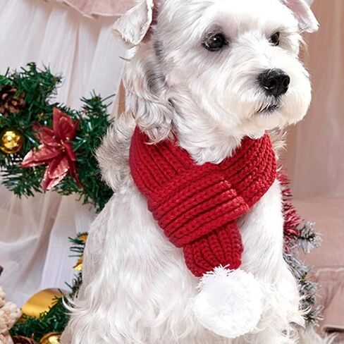 Christmas Scarf for Dog,Knitted Dog Christmas Scarf & Bandana,Pet Holiday Party Costume Accessories, Red in Saudi Arabia