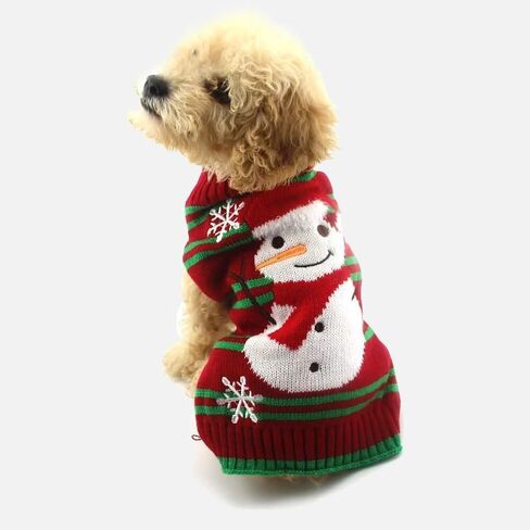 Small Dog and Cat Snowman Sweater, Holiday Pet Clothing for Christmas and New Year in Saudi Arabia