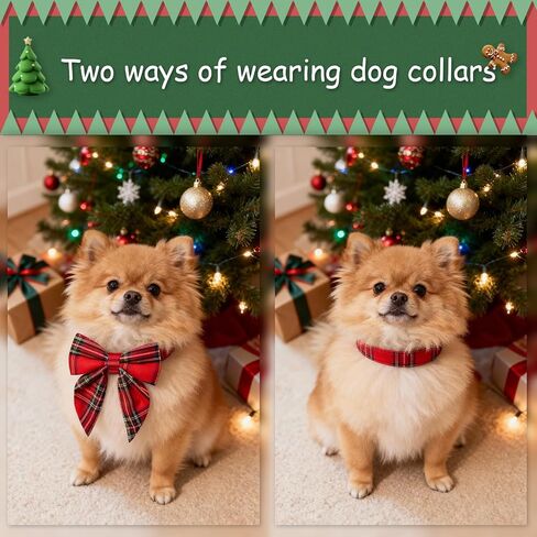 Christmas Dog Collar Detachable Dog Bow Ties Adjustable Soft Cotton Red Plaid Christmas Collars Bowtie for Large/Medium/Small Pets as Holiday Fall Winter Gifts in Saudi Arabia