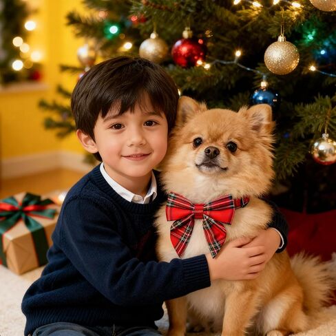 Christmas Dog Collar Detachable Dog Bow Ties Adjustable Soft Cotton Red Plaid Christmas Collars Bowtie for Large/Medium/Small Pets as Holiday Fall Winter Gifts in Saudi Arabia
