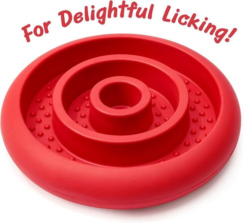 Slow Feeder Lick Mat for Dogs - Keep Them Busy - Natural Rubber Dog Frozen Treat Toys - Durable Interactive Enrichment Toys - Licking Dish for Dog De-Stressing, Red in Saudi Arabia